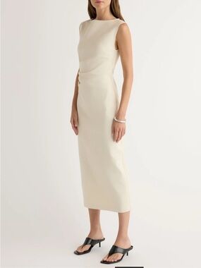 Sleeveless Cream Sheath Midi Dress in Petite Small by Modern Citizen
